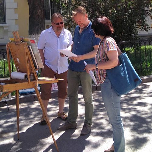 Нина Дивинская и художник Сергей Родионов Лосев-фест 2019 Волгоград
