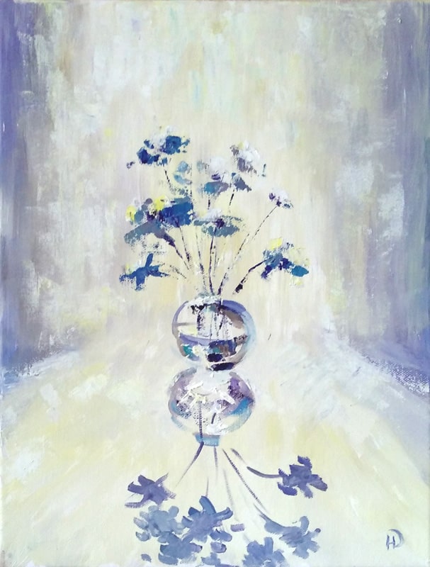Изображение цветов в вазе на холсте масляными красками картина Нины Дивинской (Волгоград)