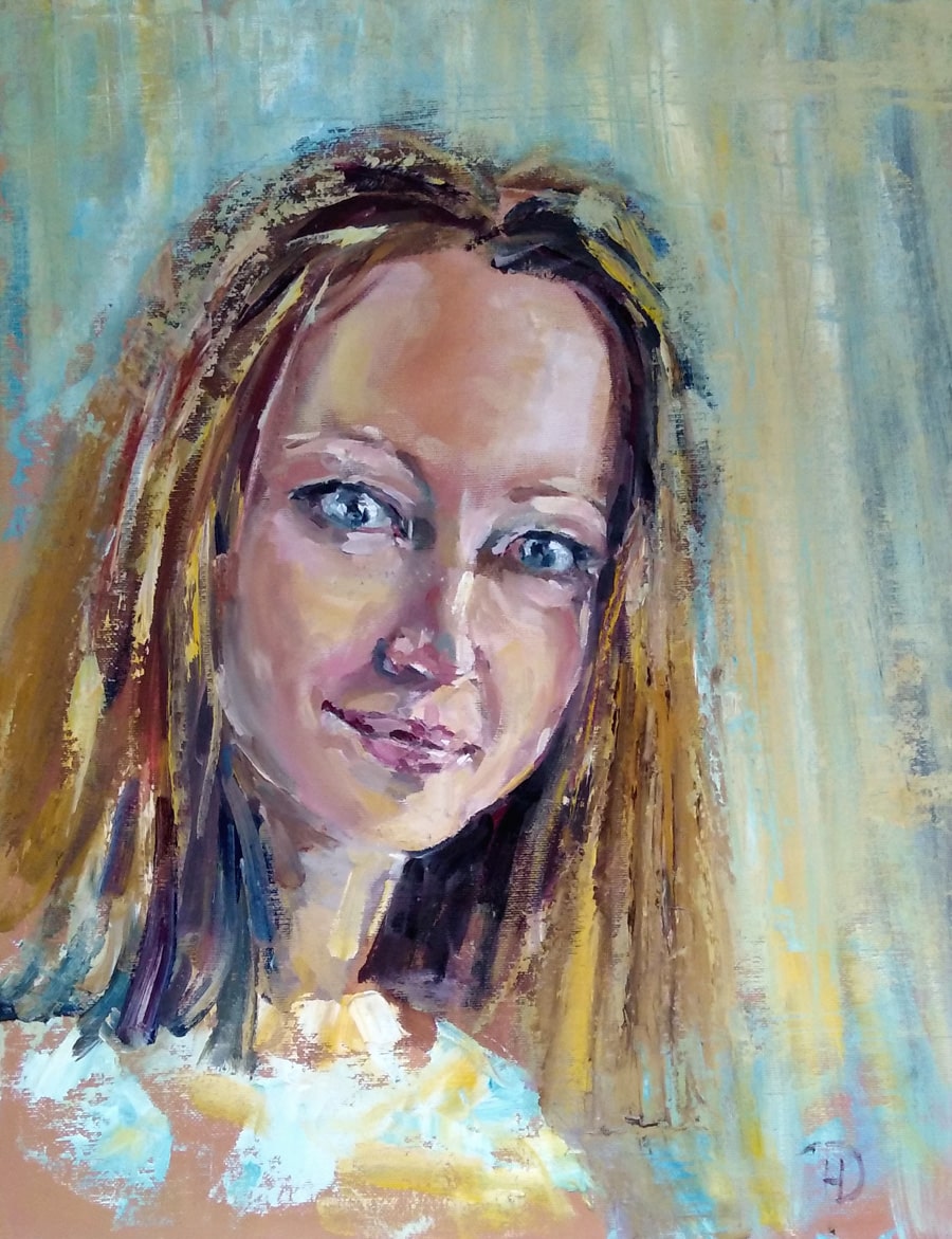 Портрет маслом на заказ молодой женщины с сияющими глазами