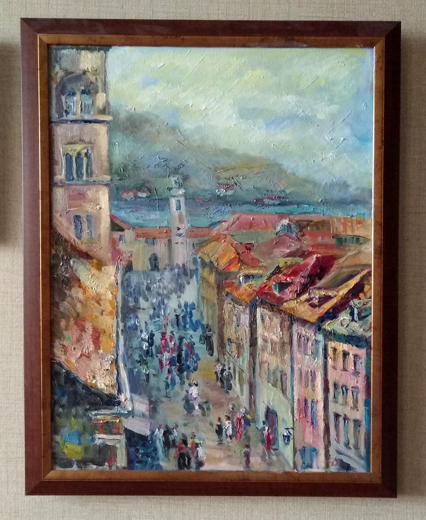 Картина "Дубровник" старый город в раме.