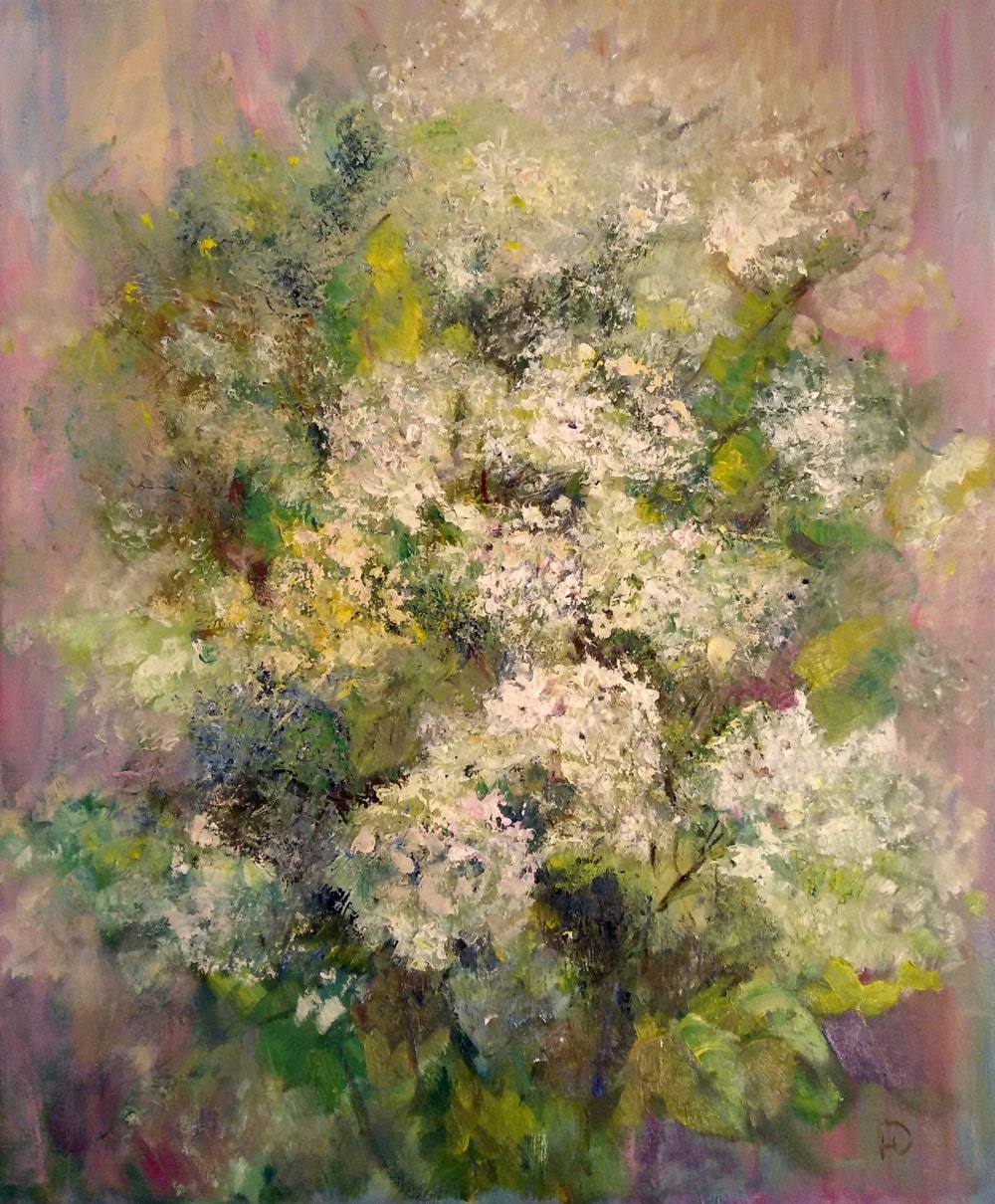 Пышная гортензия полотне, написано масляными красками в стиле импрессионизм картина художника Нины Дивинской (Волгоград)