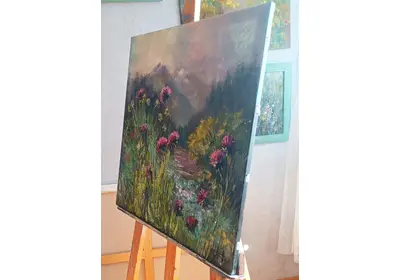 Холст на подрамнике с изображением горного пейзажа