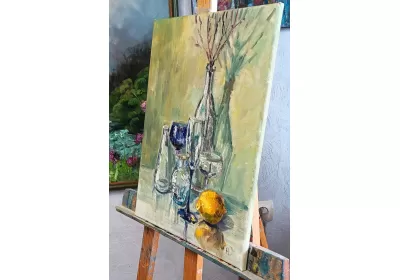 Холст на подрамнике с картиной маслом "Хрупкая история"