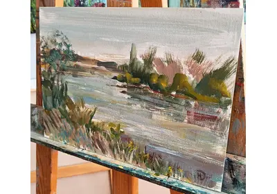 Донской пейзаж маслом тихим вечером