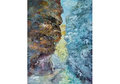 Картина маслом "Золотая гора" в Чегемском ущелье работа художницы Нины Дивинской