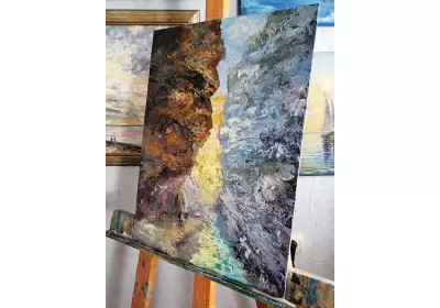 Холст на картоне с картиной "Золотая гора"