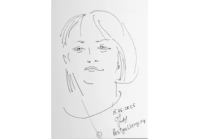 Екатерина Легкий линейный портрет, запечатлевший момент вдохновения.