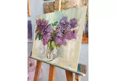 Холст на картоне с ароматной сиренью