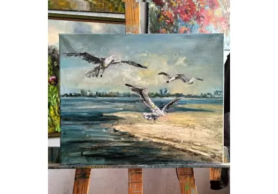 Картина "Чайки над Волгой" в жаркий В\волгоградский день