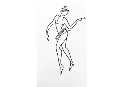 Графический набросок(2) девушки в танце художницы Нины Дивинской