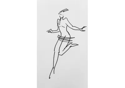 Графический набросок(4) девушки в танце художницы Нины Дивинской