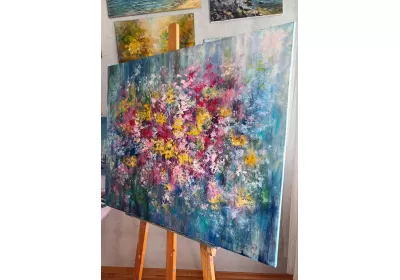 Лёгкая "Джазовая композиция", исполненная масляными красками на холсте, зазвучала словно музыка – картина художника Нины Дивинской (Волгоград)