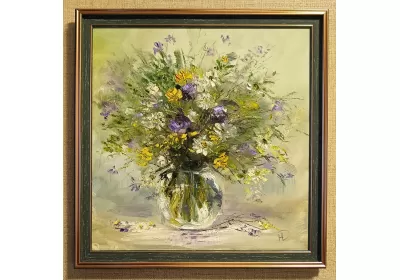 Картина маслом на холсте "Дуновение свежести" в раме