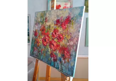 Холст на подрамнике с картиной Цветочная импровизация"