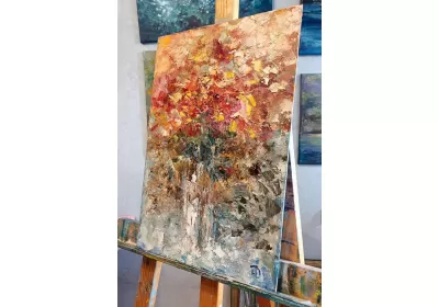 Холст на картоне с живописной работой "Межсезонье"