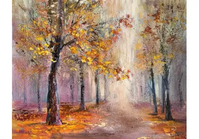 Осенний пейзаж с последними солнечными денёчками уходящей осени художницы Нины Дивинской