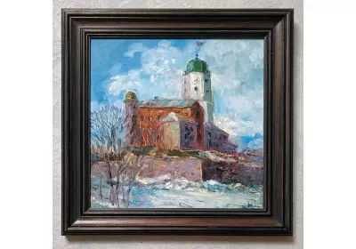 Картина "Выборгский замок" в деревянной раме