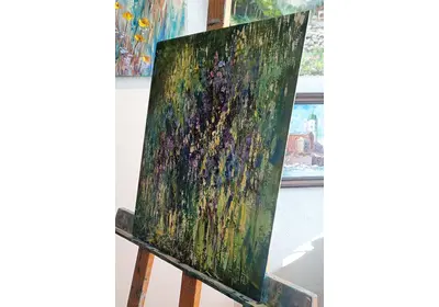 Холст на МДФ  с абстрактным изображением зелени