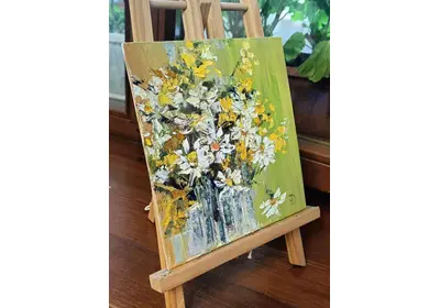 Картина маслом "Букет ромашек": Тепло солнечного лета в вашем интерьере