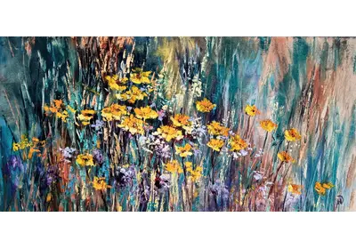 Фрагмент цветущего луга художницы Нины Дивинской