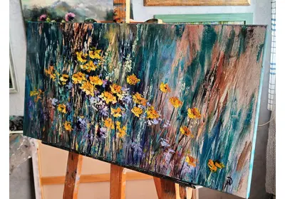 Холст на подрамнике с картиной "Цветные аккорды"