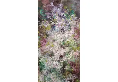 "Парящие…" – интерьерная картина с белыми цветами: жасмин, клематис, эльфы художницы Нины Дивинской