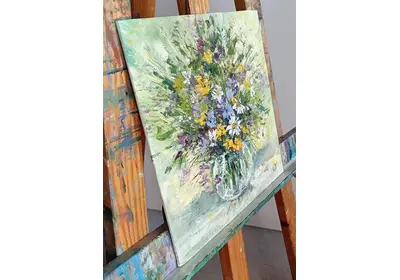 Холст на картоне с картиной "Степные самоцветы"