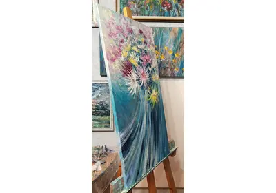 Купить картину "Бал хризантем" для интерьера гостиной или спальни. Художник Нина Дивинская Волгоград