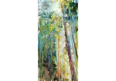 Интерьерная картина с уходящими в небо деревьями художницы Нины Дивинской