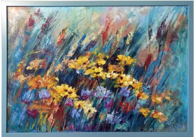 Холст на подрамнике "Луговое разноцветие" в раме.