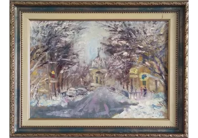 Оформленная в раму картина маслом "Планетарий" в Волгограде.