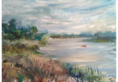 Широкая река Дон в августовский день художника Нины Дивинской (Волгоград)