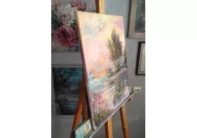 Холст на подрамникн с картиной "Кувшинки"