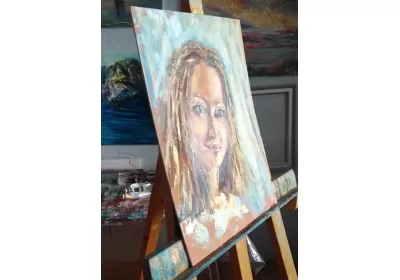 Портрет "Лиза" на холсте, натянутом на картон