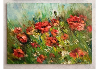 Картина маслом "Поле маков"