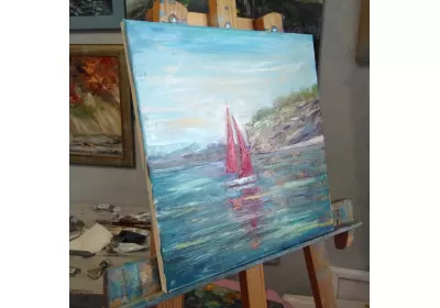 Картина Алые паруса яхта море Новомихайловский