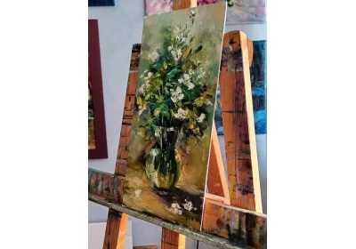 Холст с изображением букета белых цветов