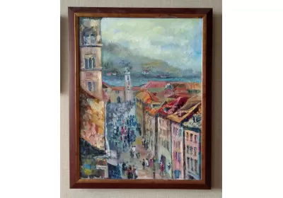 Картина "Дубровник" старый город в раме.