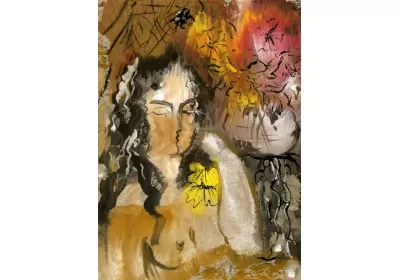 Вокруг обнажённой молодой женщины летают её мысли, аллегория  художника Нины Дивинской (Волгоград)