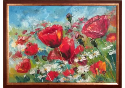 Картина "Маковое поле" в раме