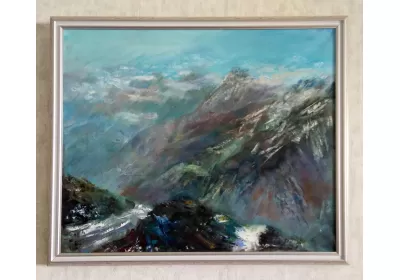 Картина "Мои горы" оформленная в раму.