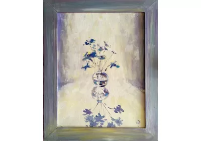 Картина маслом "Против света" в деревянной раме, окрашенной в ручную.