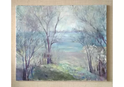 картина маслом "Робкая весна."
