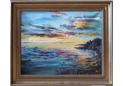 Красочный вечер на закате в раме.