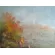 Пейзаж с осенним озером, где-то там в тумане жизнь идёт своим чередом на картине художника Нины Дивинской (Волгоград)