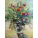 Картина  "Солнечные эмоции"  с яркими цветами в прозрачной вазе  художника Нины Дивинской Волгоград